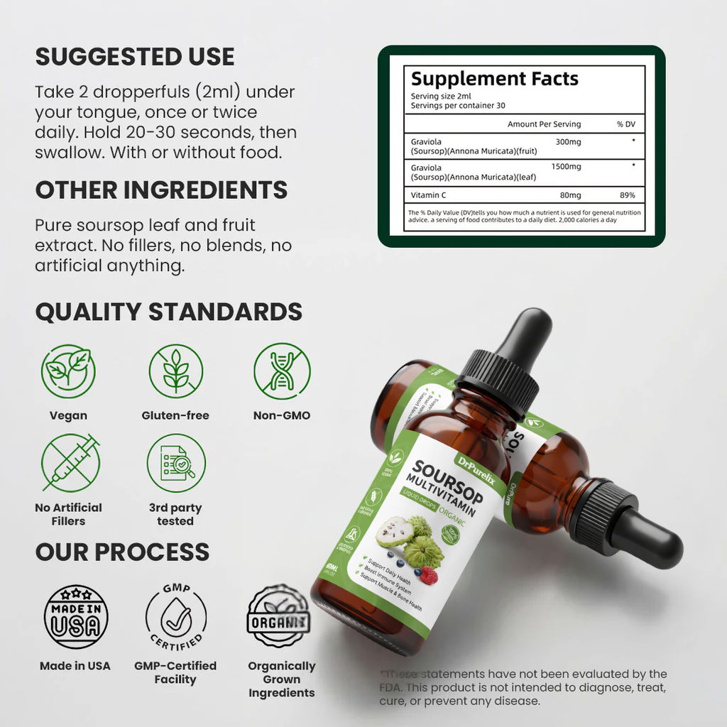 DrPurelix Soursop Drops - Kill & Flush Parasites From Your Body The RIGHT Way